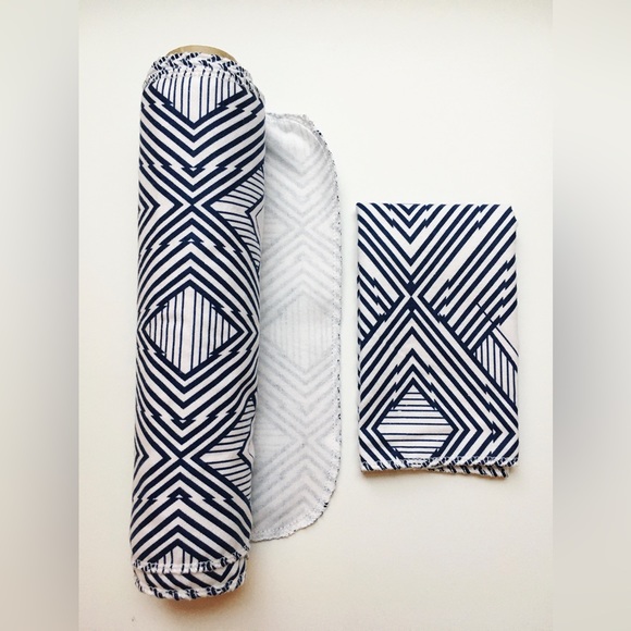 Unpaper towels Navy and white print set of 12 - Picture 4 of 4